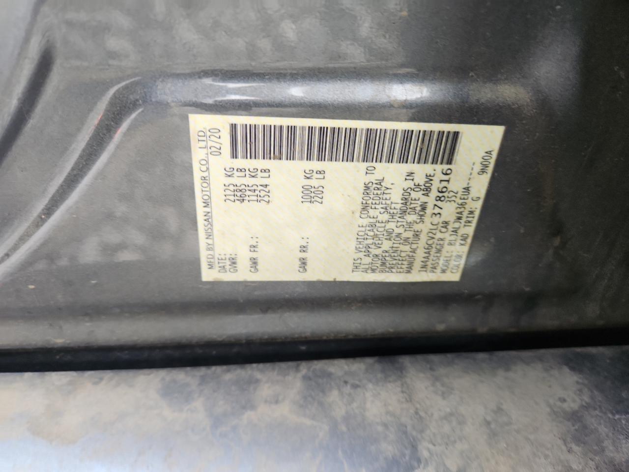 1N4AA6CV2LC378616 2020 Nissan Maxima Sv