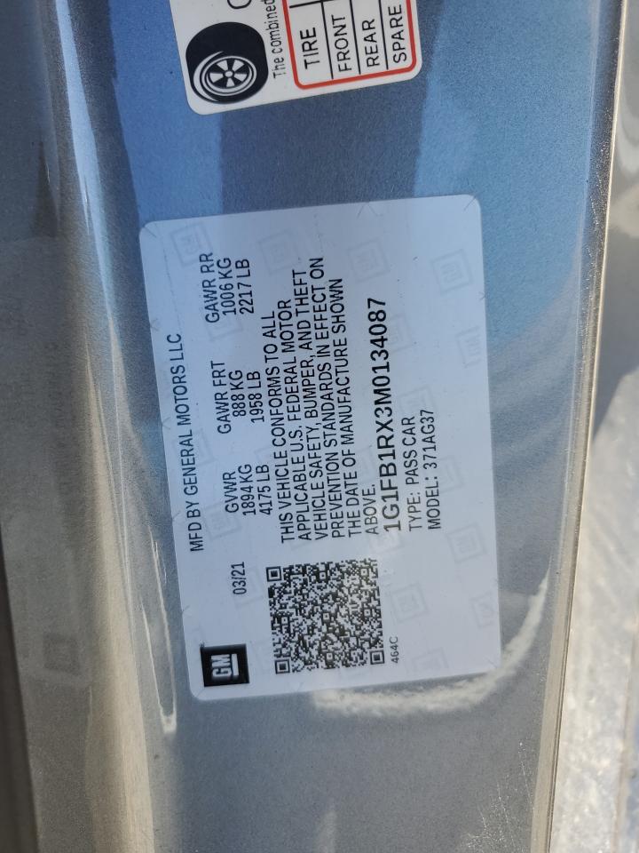 2021 Chevrolet Camaro Ls VIN: 1G1FB1RX3M0134087 Lot: 70841815