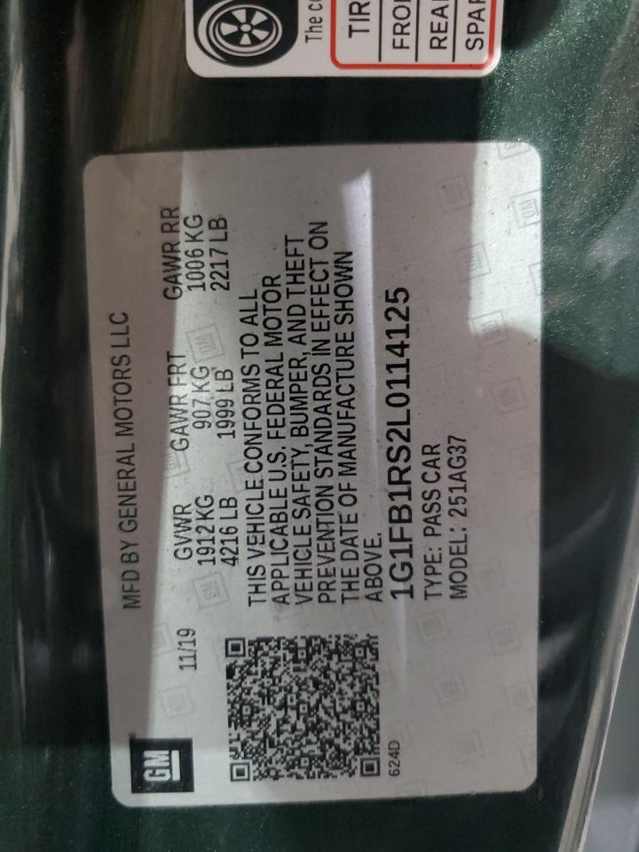 2020 Chevrolet Camaro Ls VIN: 1G1FB1RS2L0114125 Lot: 70377695