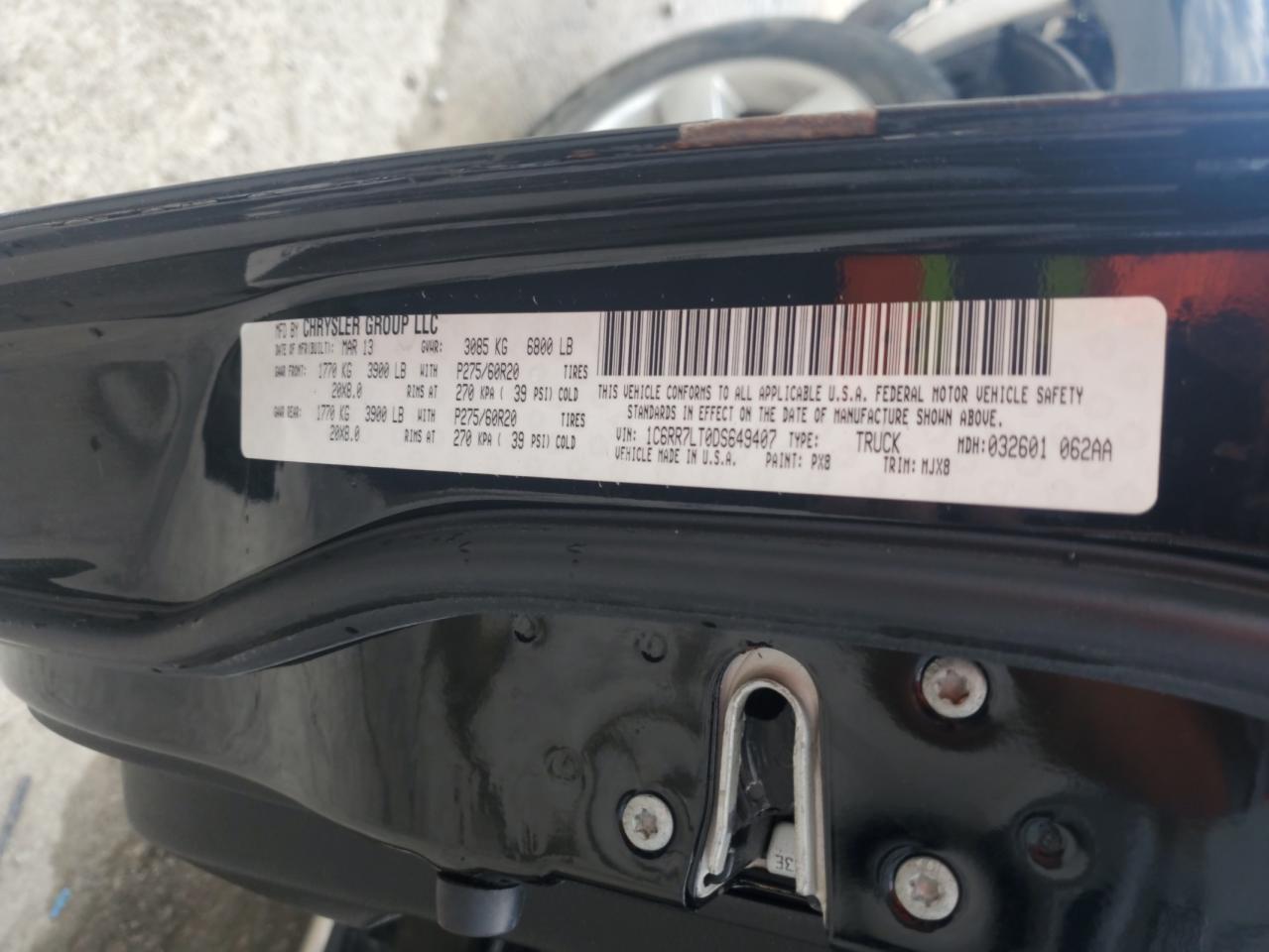 2013 Ram 1500 Slt VIN: 1C6RR7LT0DS649407 Lot: 70090935