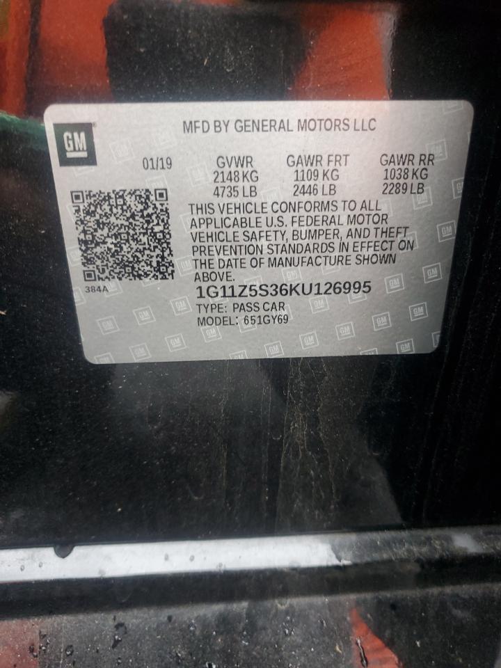 2019 Chevrolet Impala Lt VIN: 1G11Z5S36KU126995 Lot: 69378495