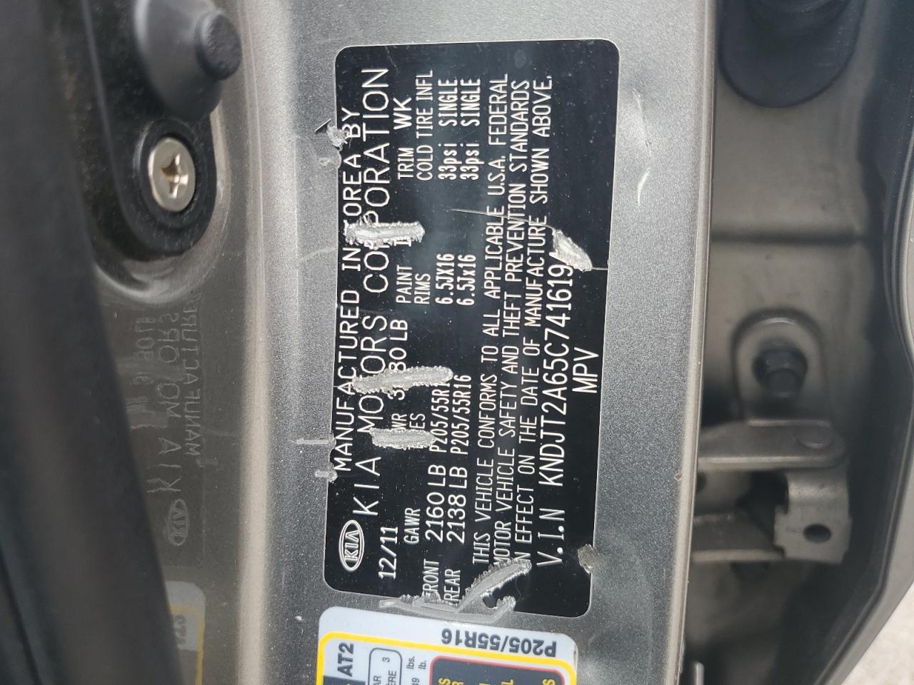 2012 Kia Soul + VIN: KNDJT2A65C7416194 Lot: 70510195