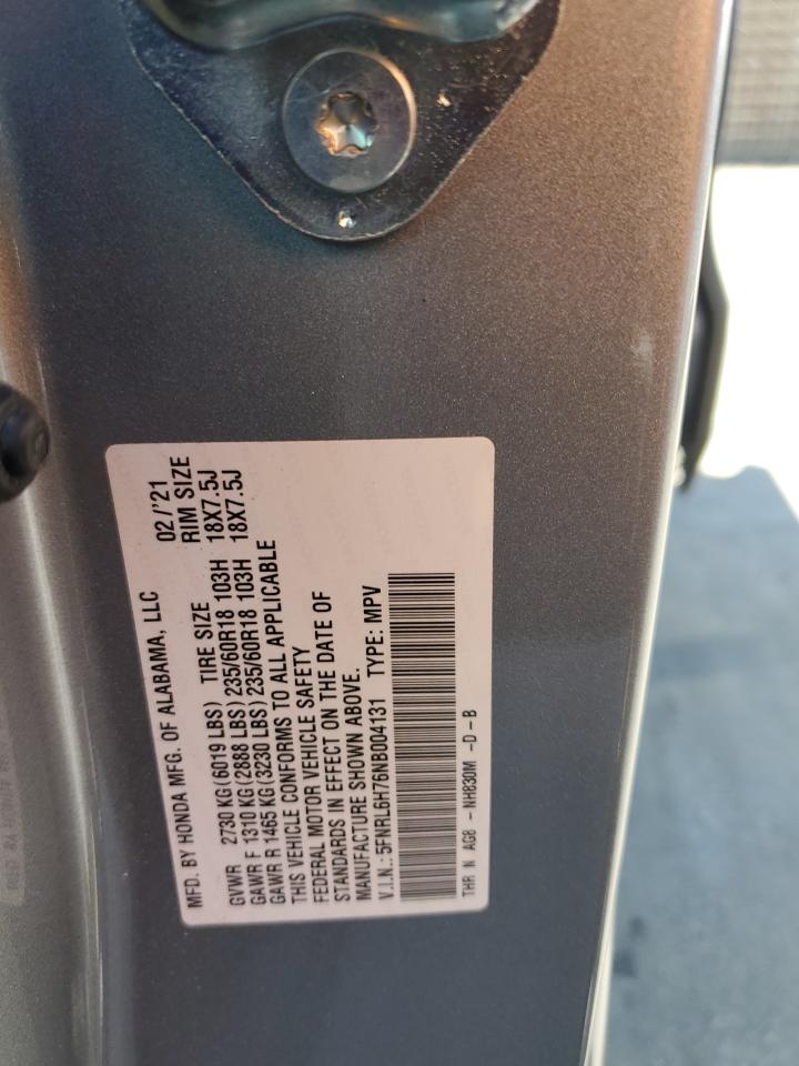 2022 Honda Odyssey Exl VIN: 5FNRL6H76NB004131 Lot: 70151795