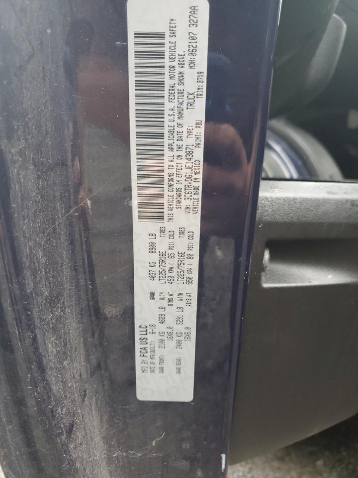 2018 Ram Promaster 2500 2500 High VIN: 3C6TRVDG1JE143871 Lot: 66485945