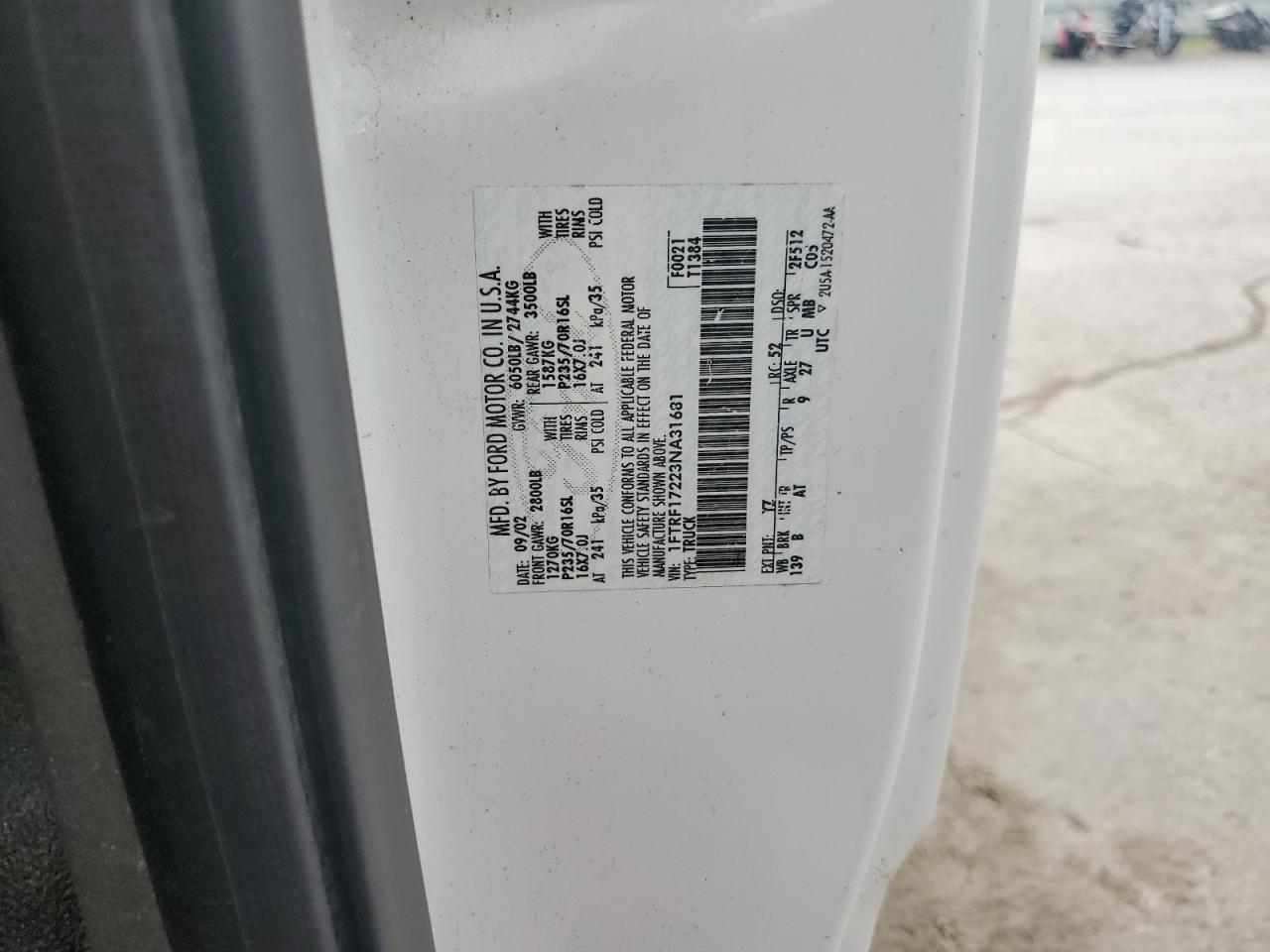 2003 Ford F150 VIN: 1FTRF17223NA31681 Lot: 68279405