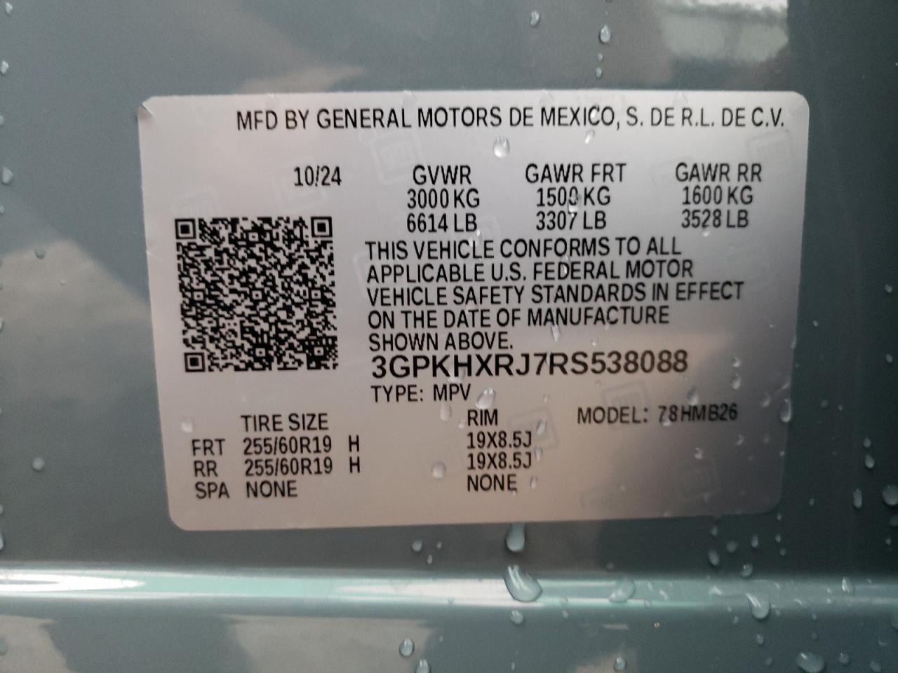 2024 Honda Prologue Tour VIN: 3GPKHXRJ7RS538088 Lot: 67463395