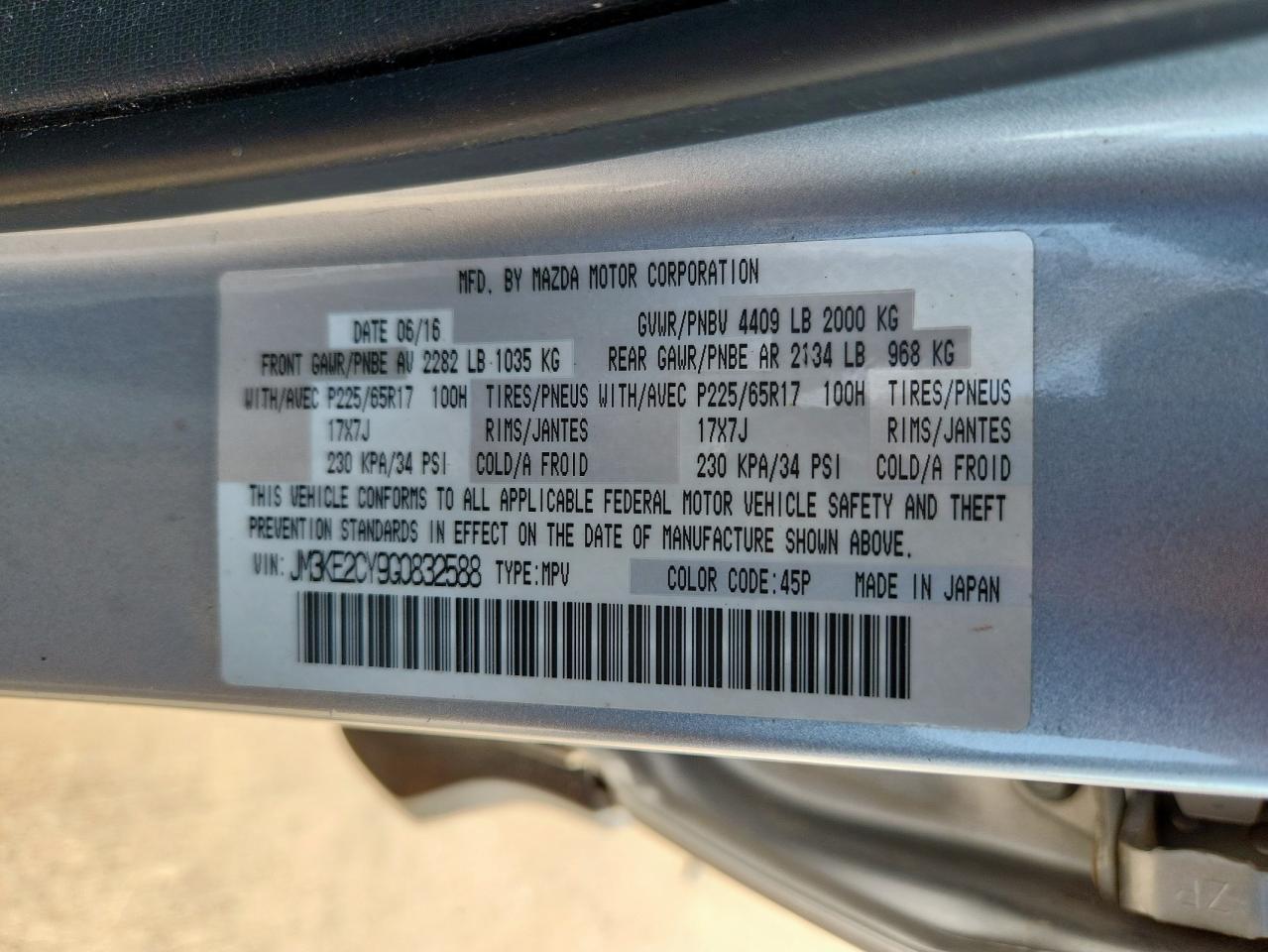 2016 Mazda Cx-5 Touring VIN: JM3KE2CY9G0832588 Lot: 67488785