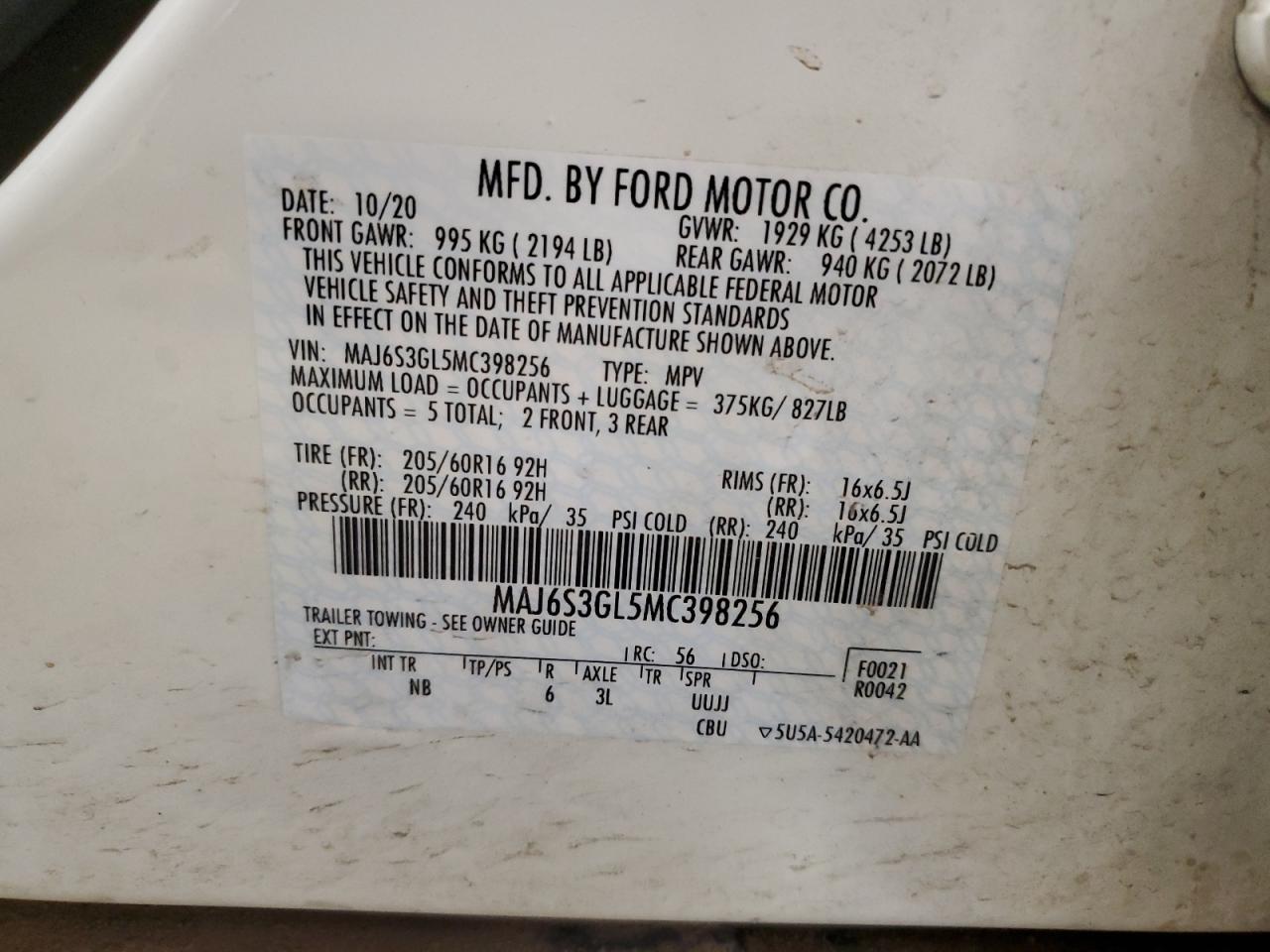 2021 Ford Ecosport Se VIN: MAJ6S3GL5MC398256 Lot: 70184875