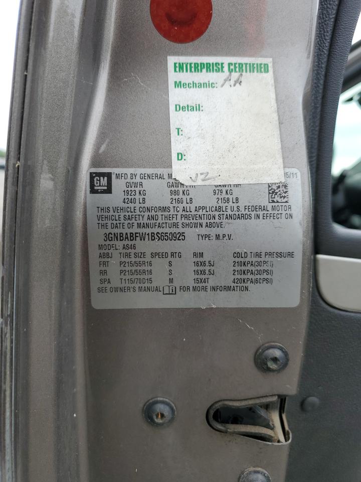 2011 Chevrolet Hhr Lt VIN: 3GNBABFW1BS650925 Lot: 65855085