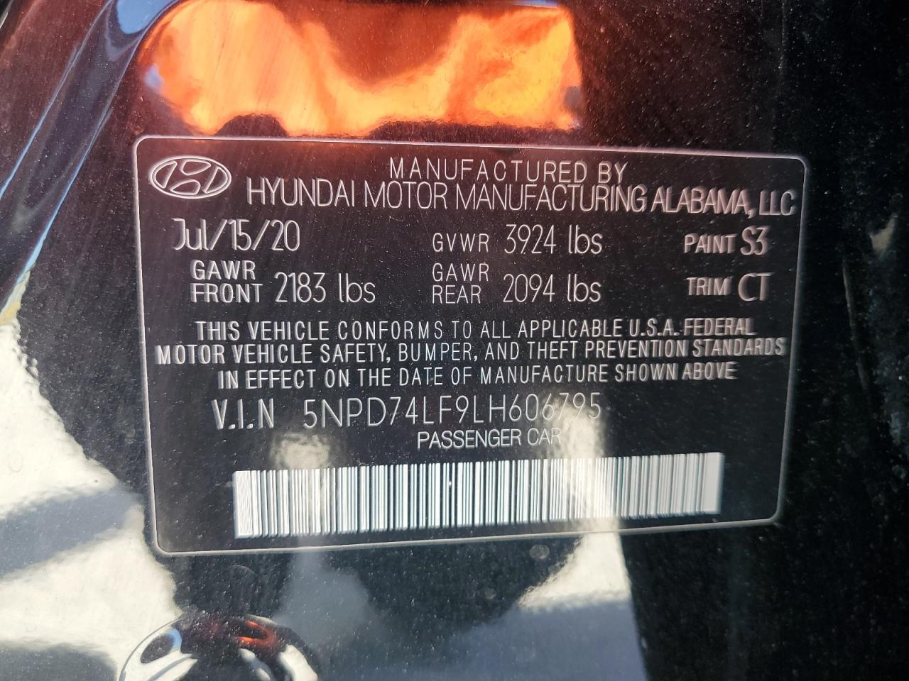 5NPD74LF9LH606795 2020 Hyundai Elantra Se