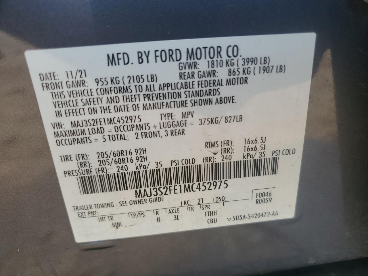 2021 Ford Ecosport S VIN: MAJ3S2FE1MC452975 Lot: 69179085