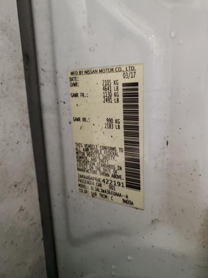 2017 Nissan Maxima 3.5S VIN: 1N4AA6AP4HC422191 Lot: 68824275