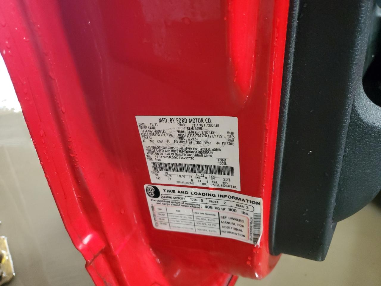 2012 Ford F150 Svt Raptor VIN: 1FTFW1R60CFA22720 Lot: 71093875