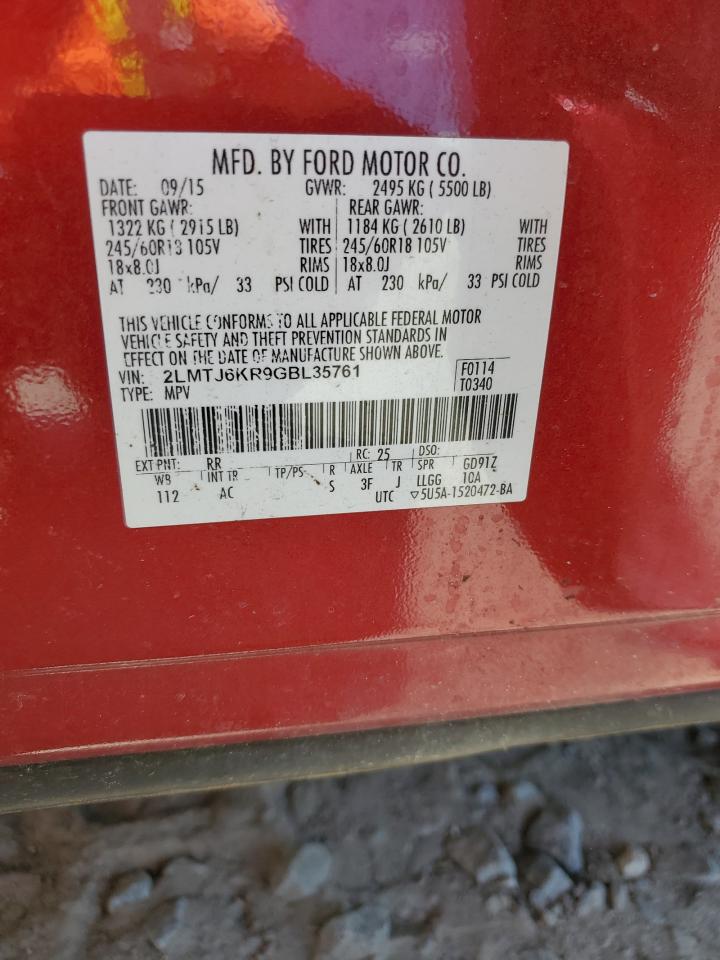 2016 Lincoln Mkx Select VIN: 2LMTJ6KR9GBL35761 Lot: 70438925