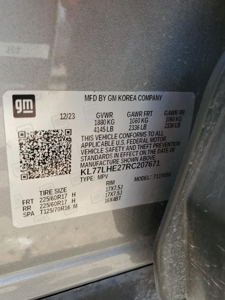 2024 Chevrolet Trax 1Lt VIN: KL77LHE27RC207671 Lot: 67412935