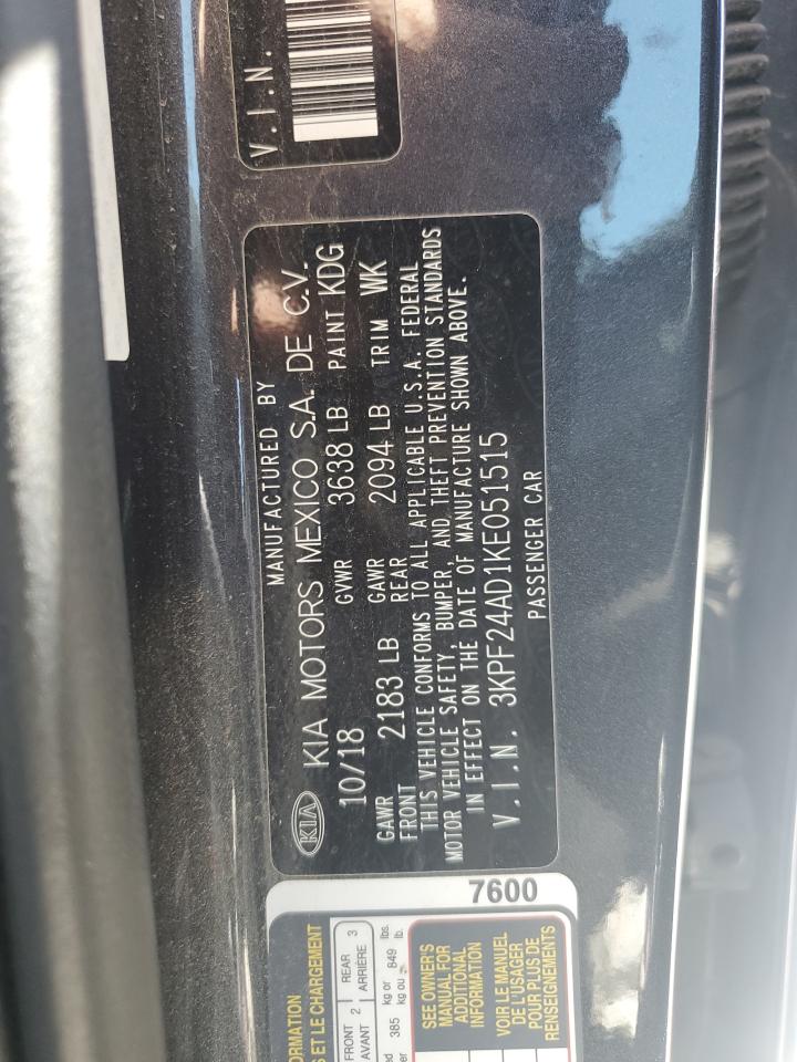 2019 Kia Forte Fe VIN: 3KPF24AD1KE051515 Lot: 69951235