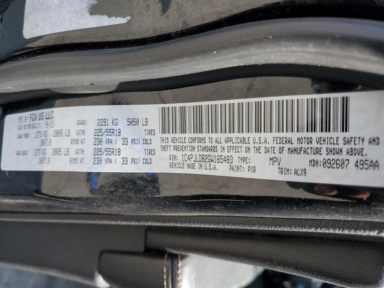 2016 Jeep Cherokee Limited VIN: 1C4PJLDB2GW165483 Lot: 68349675