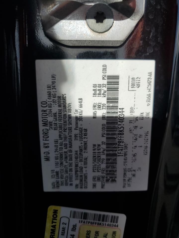 2019 Ford Mustang Gt VIN: 1FATP8FF8K5140344 Lot: 70735475