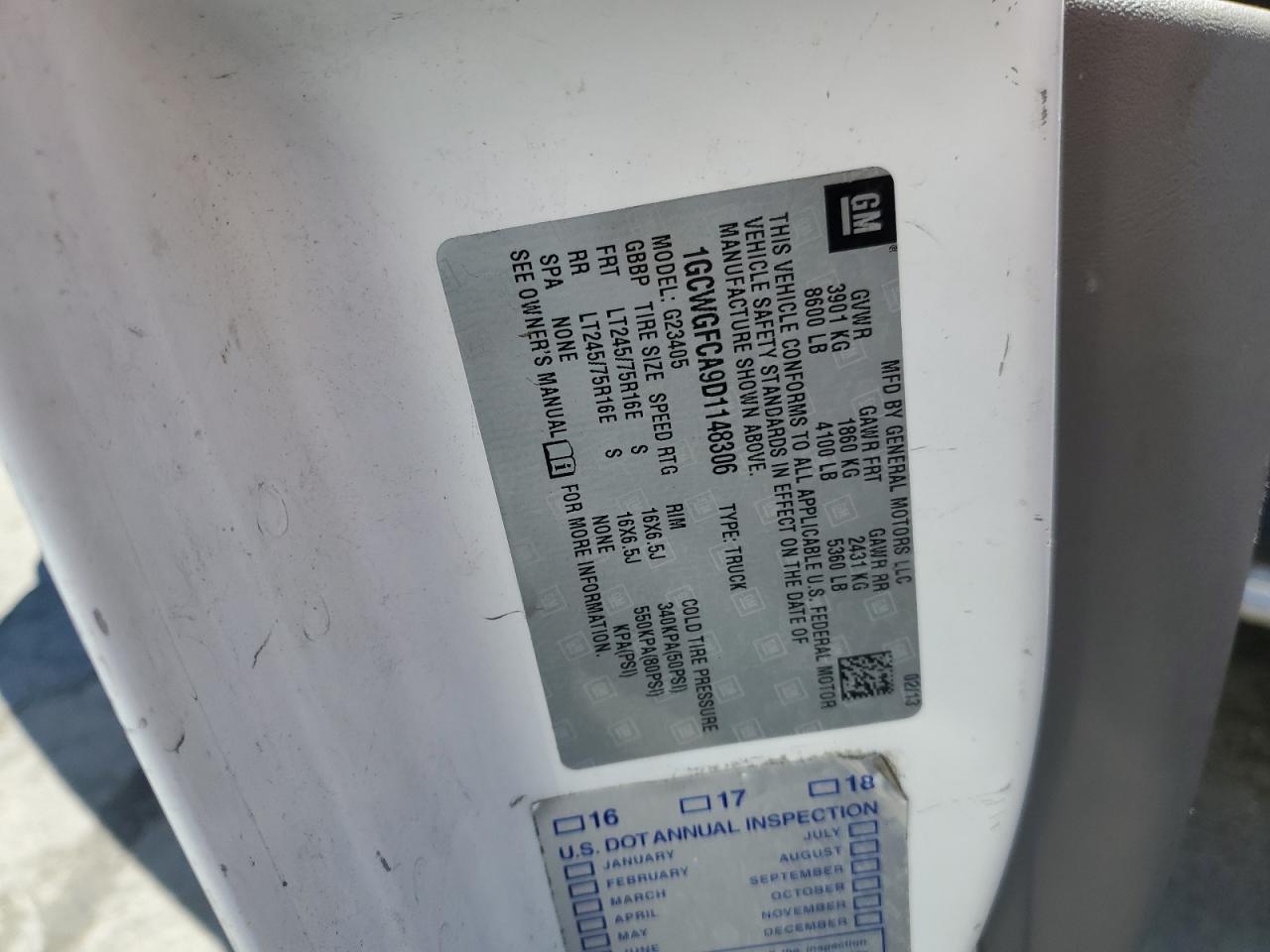 2013 Chevrolet Express G2500 VIN: 1GCWGFCA9D1148306 Lot: 66270775