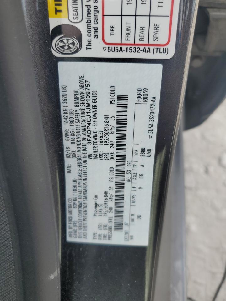 2018 Ford Fiesta Titanium VIN: 3FADP4TJ1JM109757 Lot: 70323385