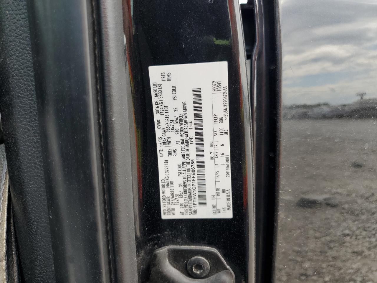 2015 Ford F150 Supercrew VIN: 1FTEW1CP1FFB86785 Lot: 67221565