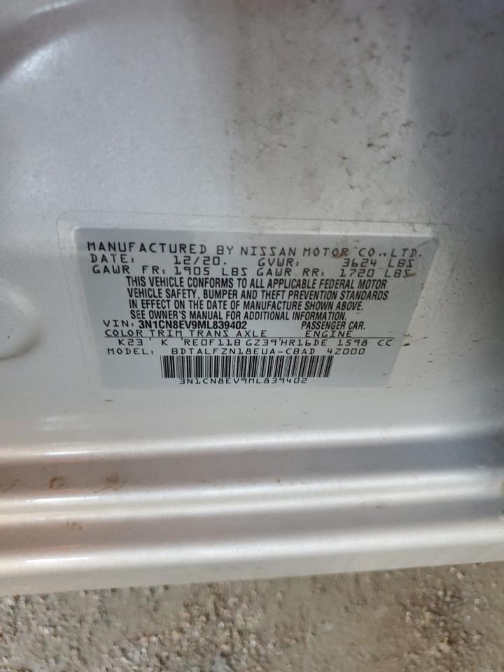 2021 Nissan Versa Sv VIN: 3N1CN8EV9ML839402 Lot: 70836405