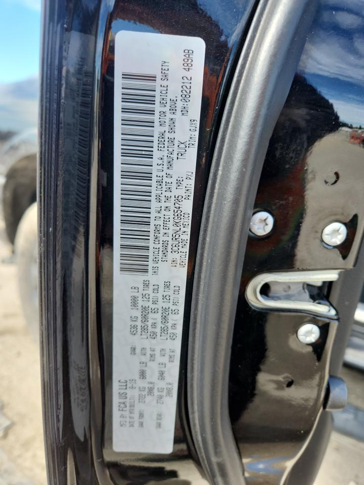 2019 Ram 2500 Laramie VIN: 3C6UR5NL0KG654705 Lot: 70408765