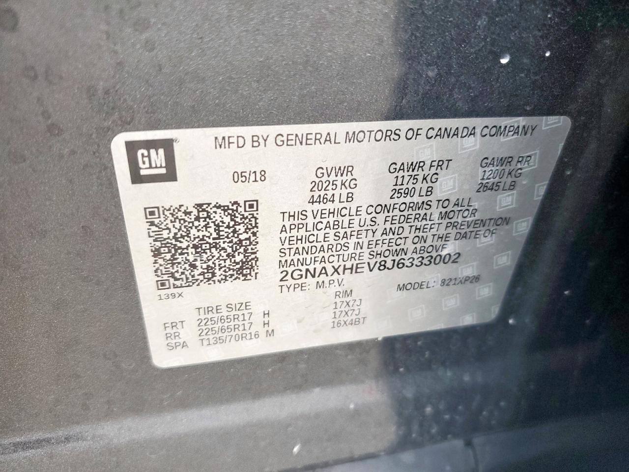 2018 Chevrolet Equinox Ls VIN: 2GNAXHEV8J6333002 Lot: 70587165