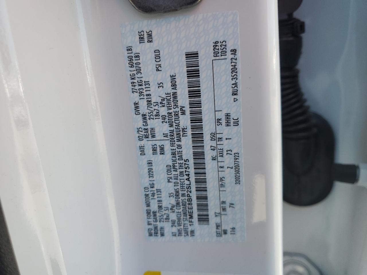 2025 Ford Bronco Outer Banks VIN: 1FMEE8BP2SLA47575 Lot: 69848255