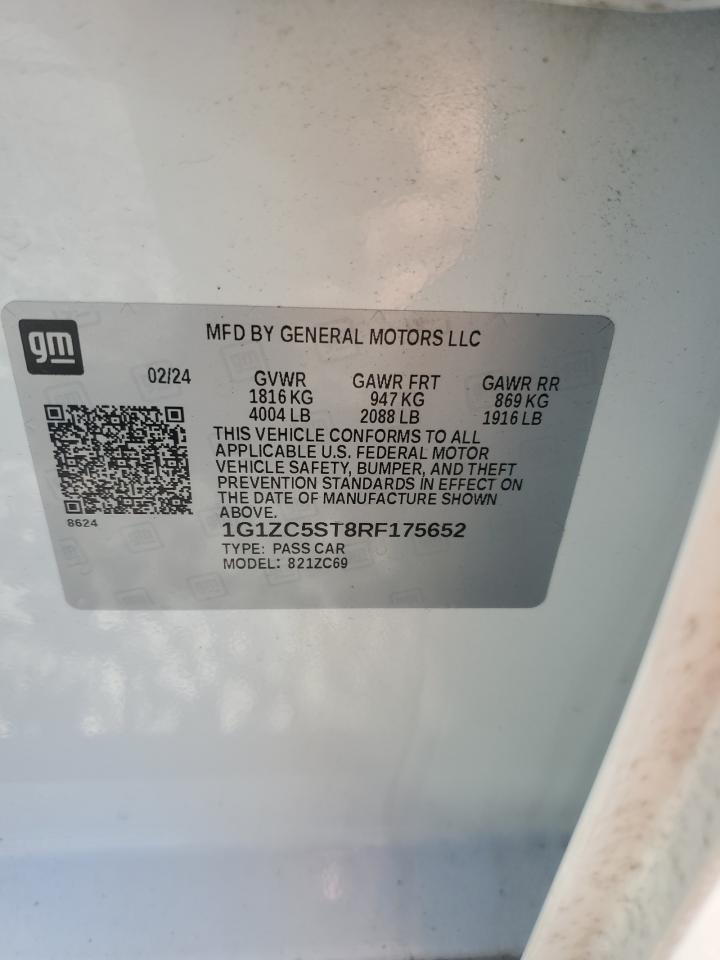 2024 Chevrolet Malibu Ls VIN: 1G1ZC5ST8RF175652 Lot: 70370075
