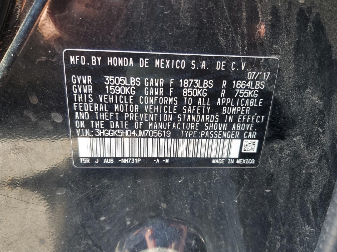 2018 Honda Fit Ex VIN: 3HGGK5H04JM705619 Lot: 68650345