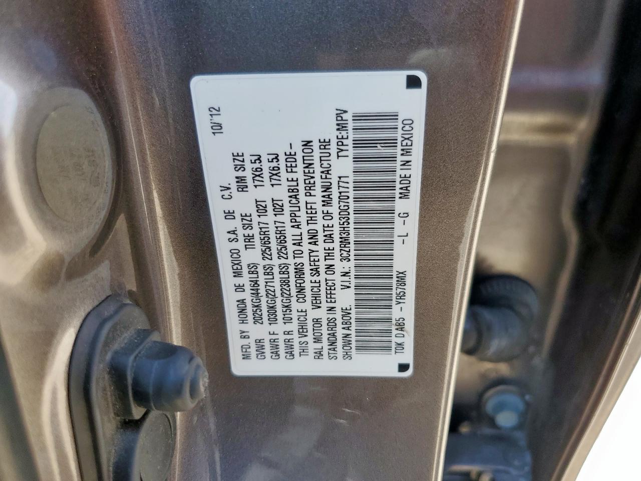 3CZRM3H53DG701771 2013 Honda Cr-V Ex