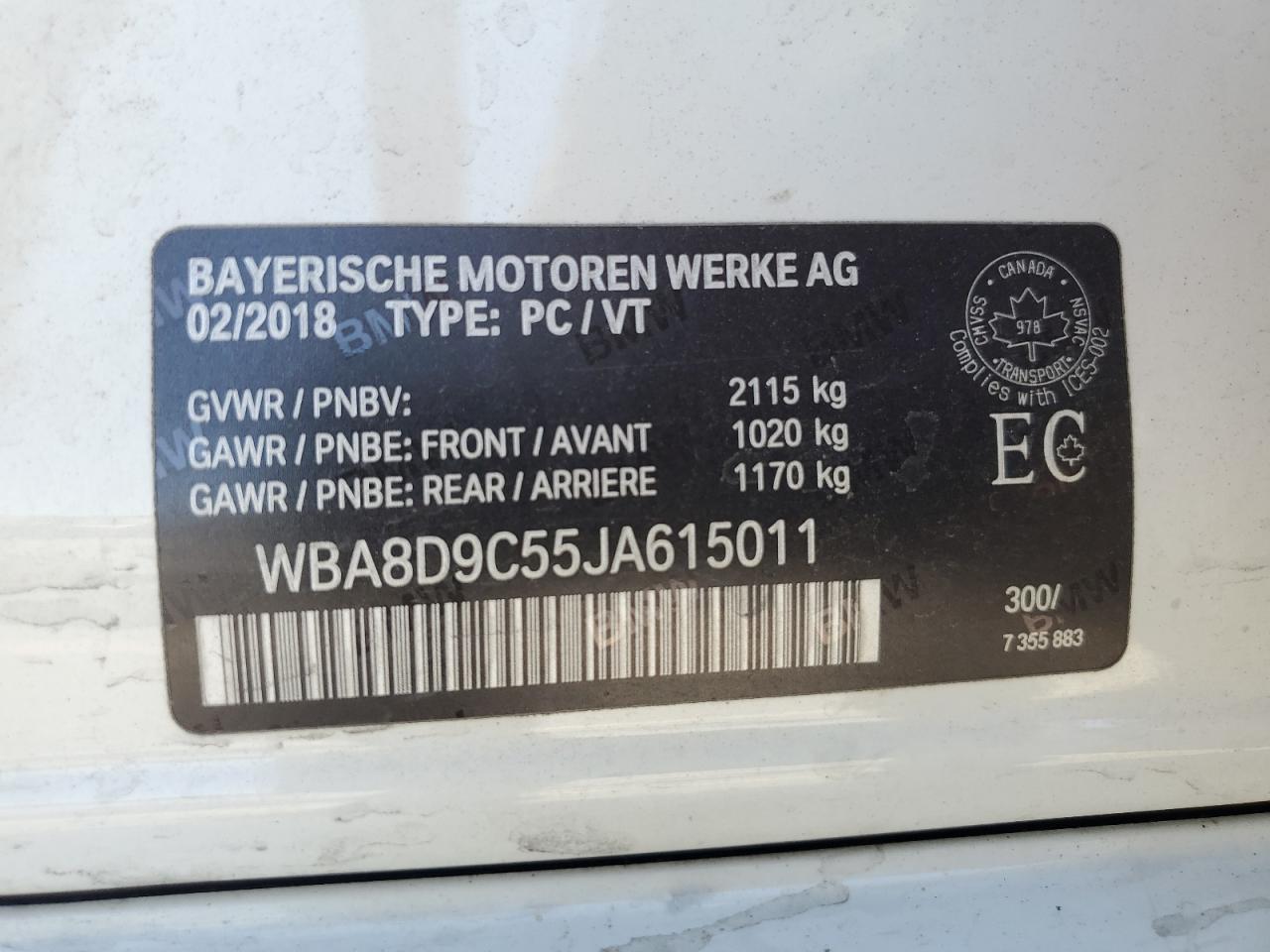 2018 BMW 330 Xi VIN: WBA8D9C55JA615011 Lot: 69638275