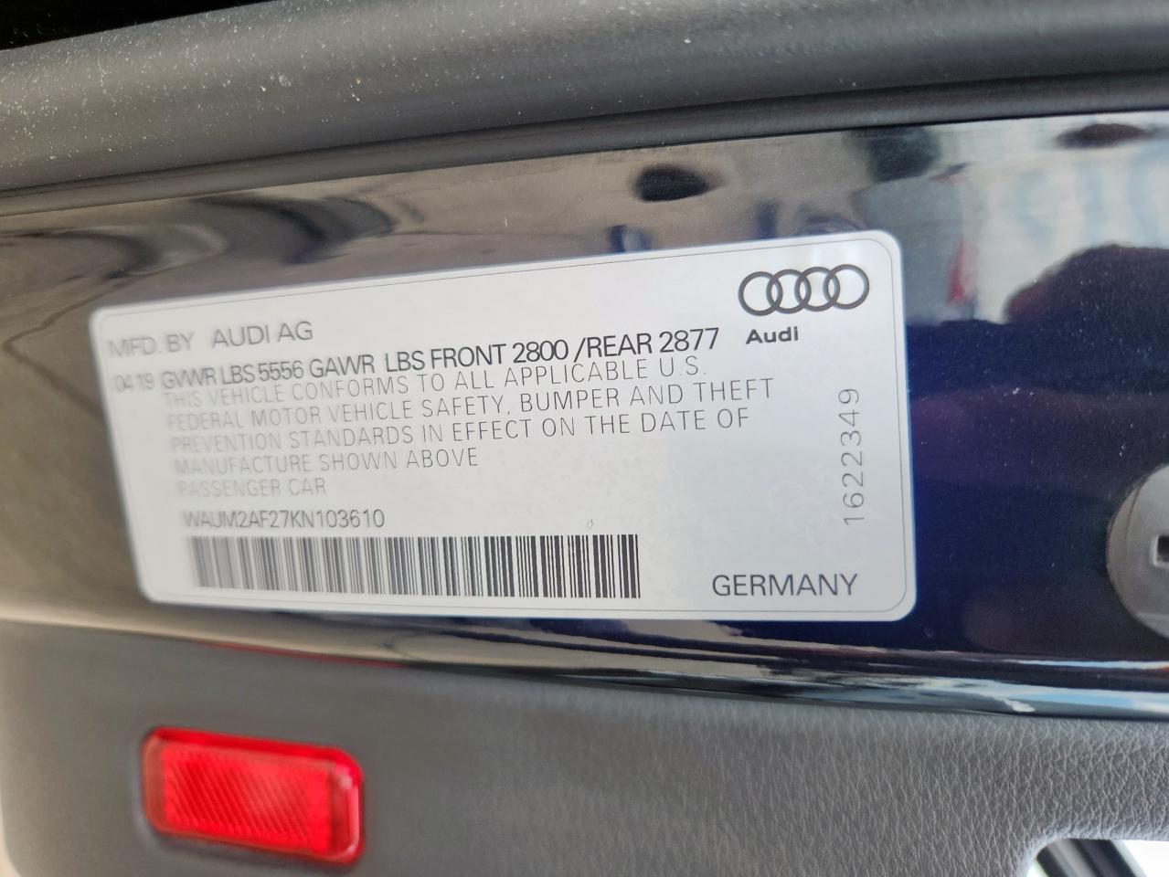 2019 Audi A6 Prestige VIN: WAUM2AF27KN103610 Lot: 68471715