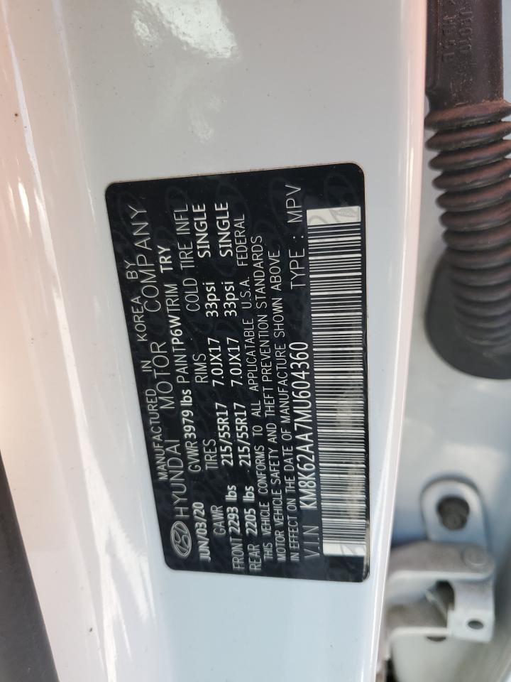 2021 Hyundai Kona Sel Plus VIN: KM8K62AA7MU604360 Lot: 70432795
