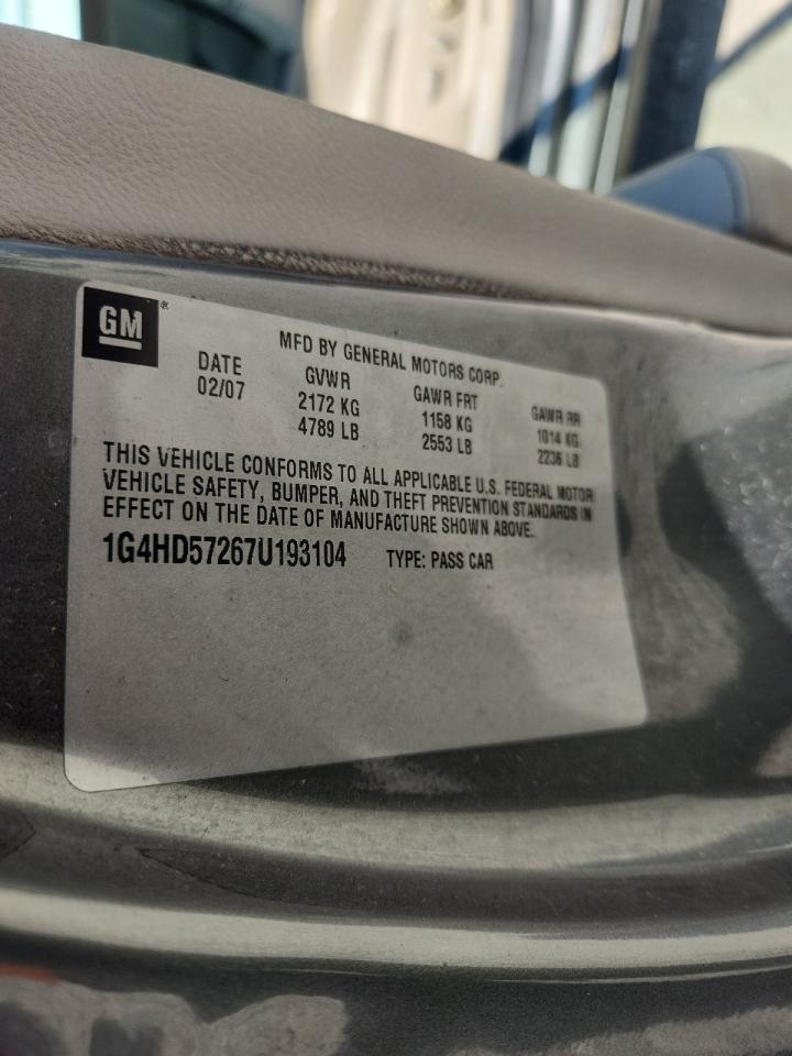 2007 Buick Lucerne Cxl VIN: 1G4HD57267U193104 Lot: 67842905