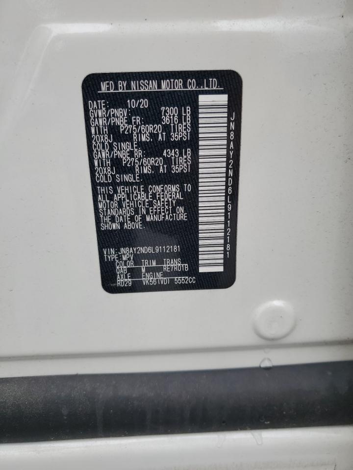 2020 Nissan Armada Sv VIN: JN8AY2ND6L9112181 Lot: 67762715