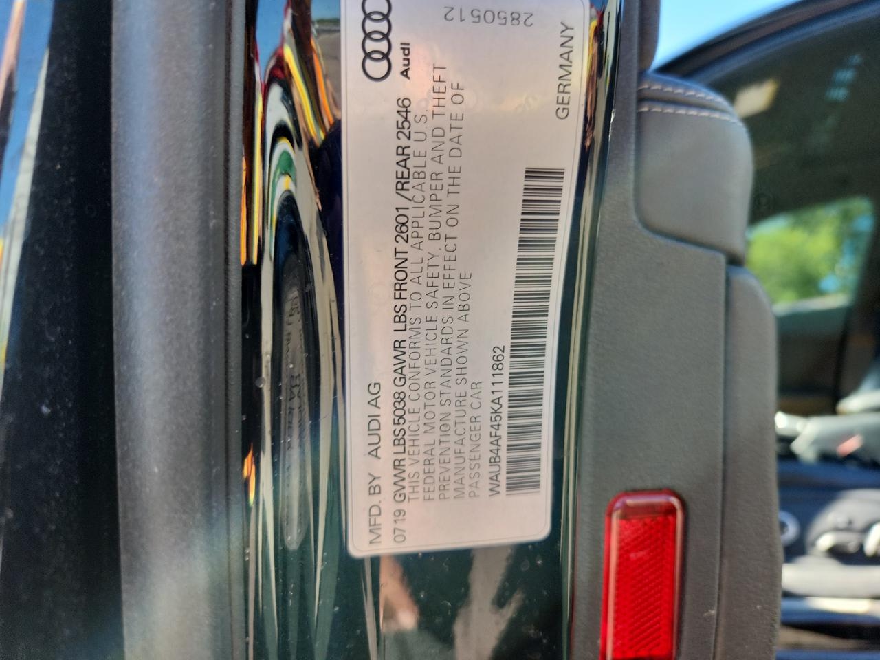 2019 Audi S4 Premium Plus VIN: WAUB4AF45KA111862 Lot: 70005795