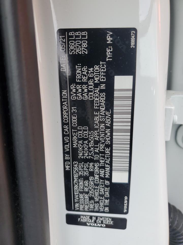 2021 Volvo Xc60 T5 Momentum VIN: YV4102RK7M1875643 Lot: 68330915