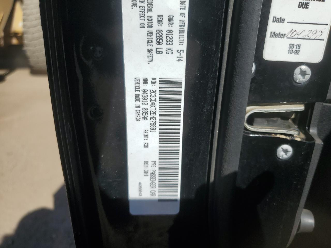 2014 Dodge Charger Police VIN: 2C3CDXKT2EH279881 Lot: 68770575