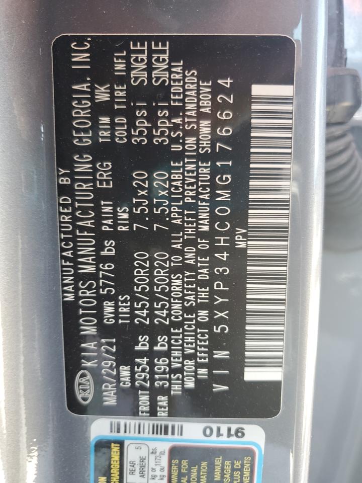 2021 Kia Telluride Ex VIN: 5XYP34HC0MG176624 Lot: 70230865