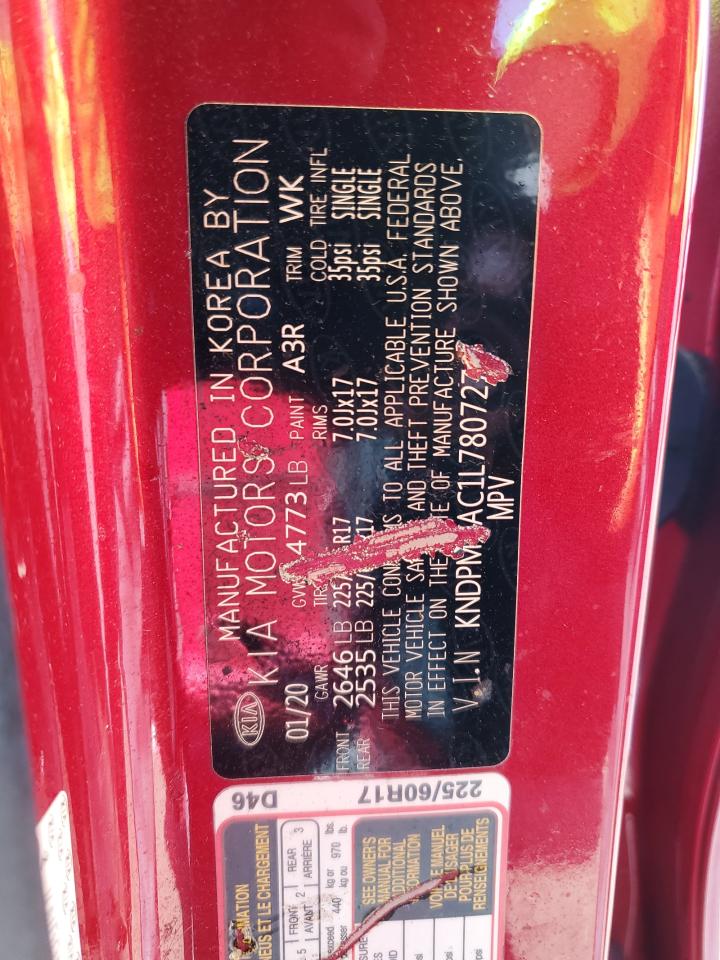 2020 Kia Sportage Lx VIN: KNDPMCAC1L7807278 Lot: 64794795