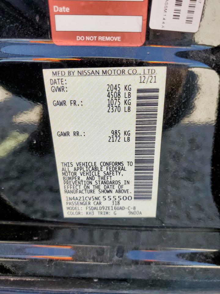 2022 Nissan Leaf Sv VIN: 1N4AZ1CV5NC555500 Lot: 67355395