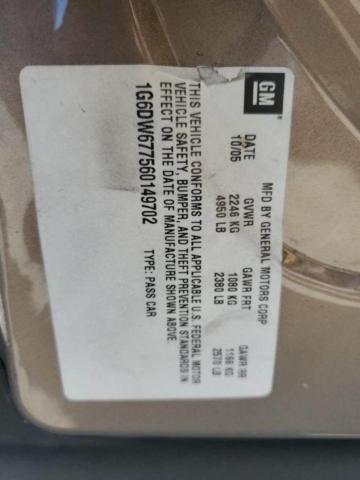 2006 Cadillac Sts VIN: 1G6DW677560149702 Lot: 69074635