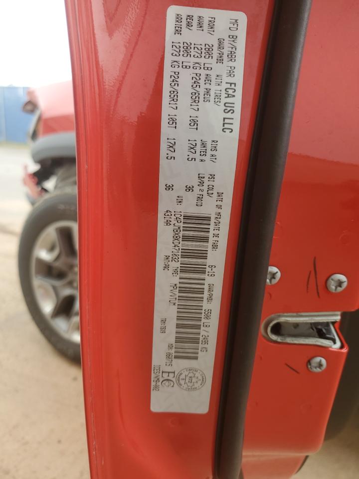 2019 Jeep Cherokee Trailhawk VIN: 1C4PJMBX8KD471032 Lot: 70081545