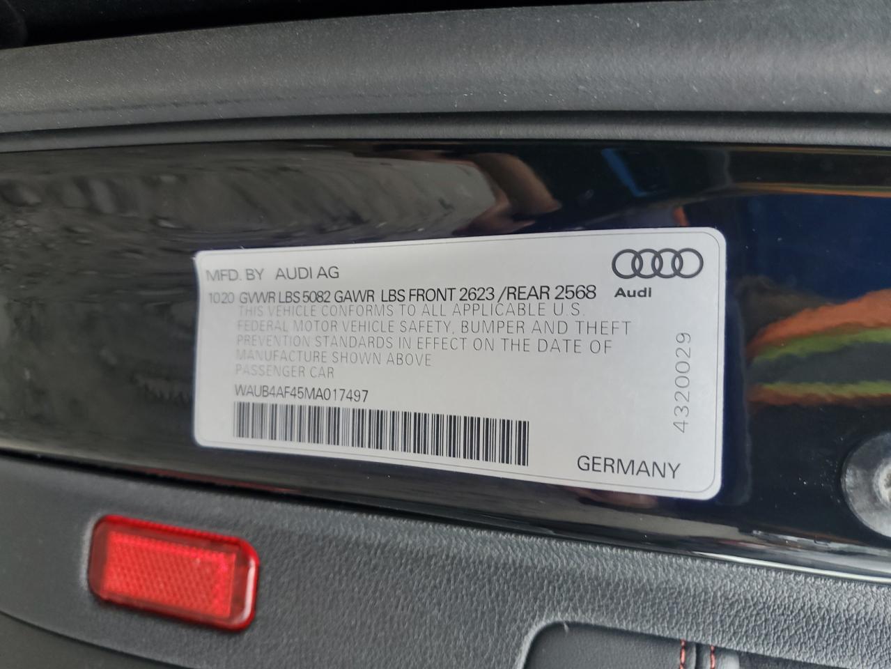 2021 Audi S4 Premium Plus VIN: WAUB4AF45MA017497 Lot: 69184935