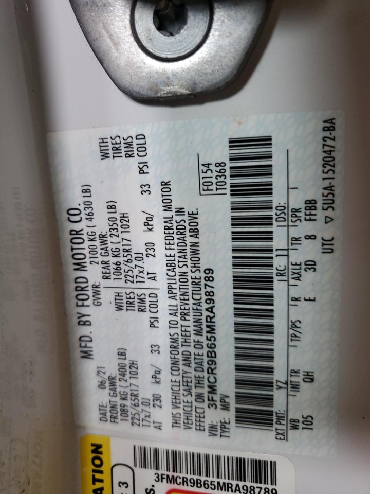 2021 Ford Bronco Sport Big Bend VIN: 3FMCR9B65MRA98789 Lot: 69448475