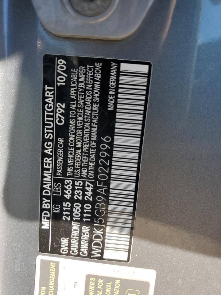 2010 Mercedes-Benz E 350 VIN: WDDKJ5GB9AF022996 Lot: 70334295