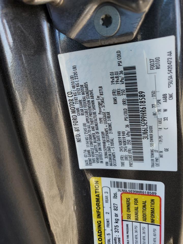 2017 Lincoln Mkz Reserve VIN: 3LN6L5E99HR618589 Lot: 69609705