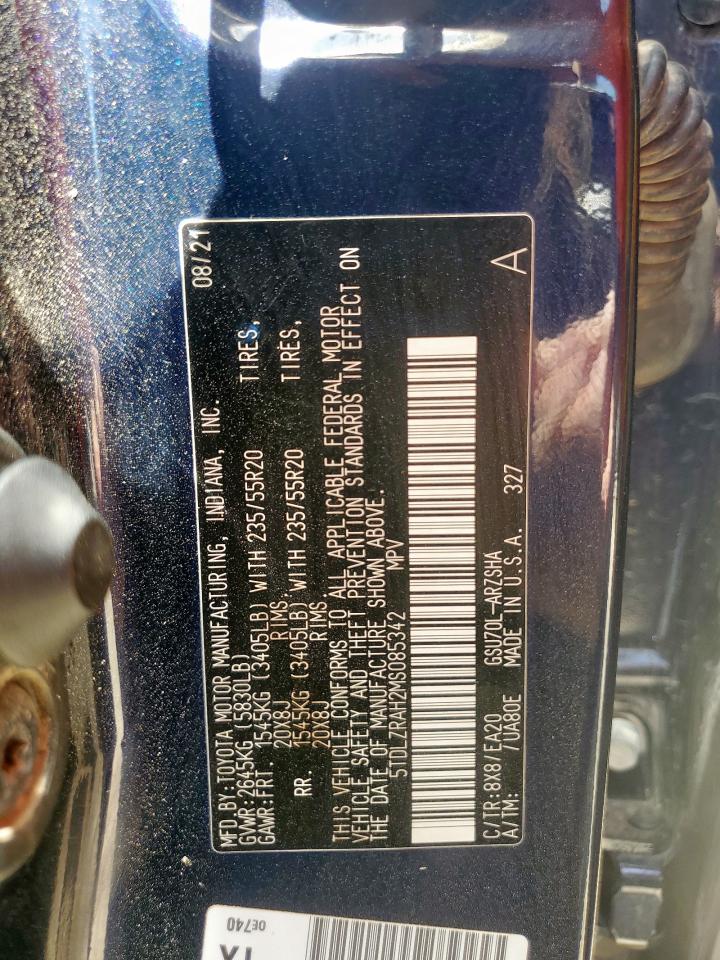 5TDLZRAH2MS085342 2021 Toyota Highlander Xse